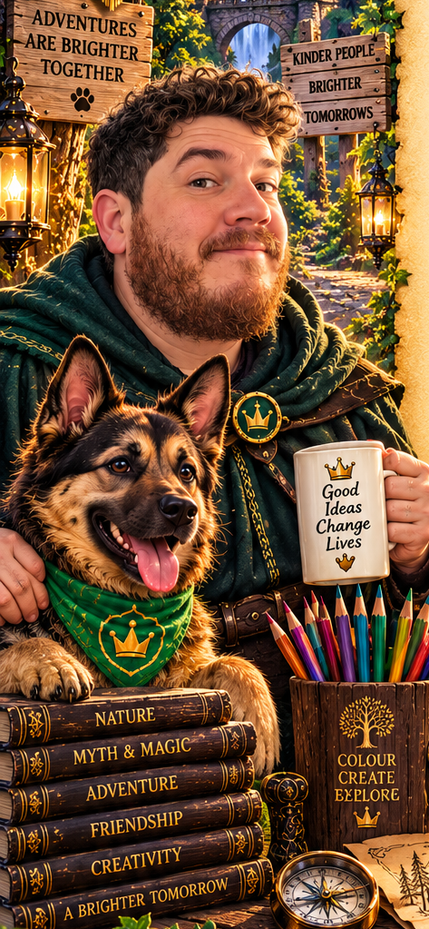 A message from Sam, pictured with Quest, in the colourful world of Sam’s Kingdom
