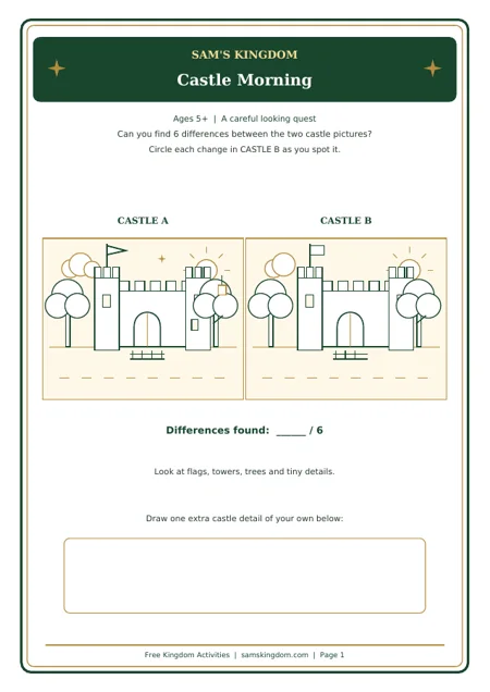 Preview of Castle Morning printable puzzle
