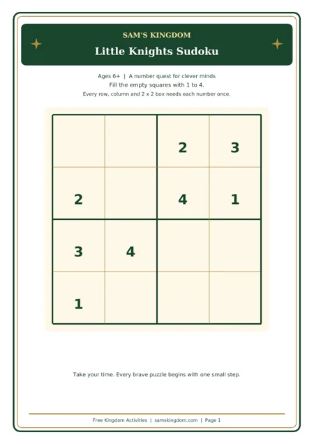 Preview of Little Knights Sudoku printable puzzle