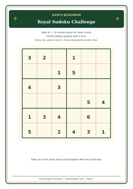 Preview of Royal Sudoku Challenge printable puzzle