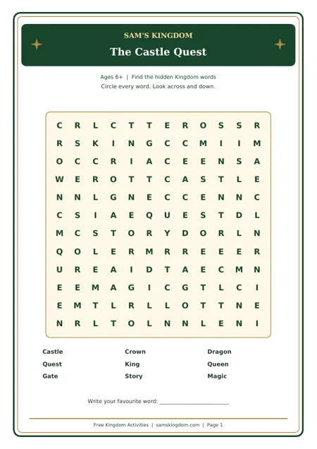 Preview of The Castle Quest printable puzzle