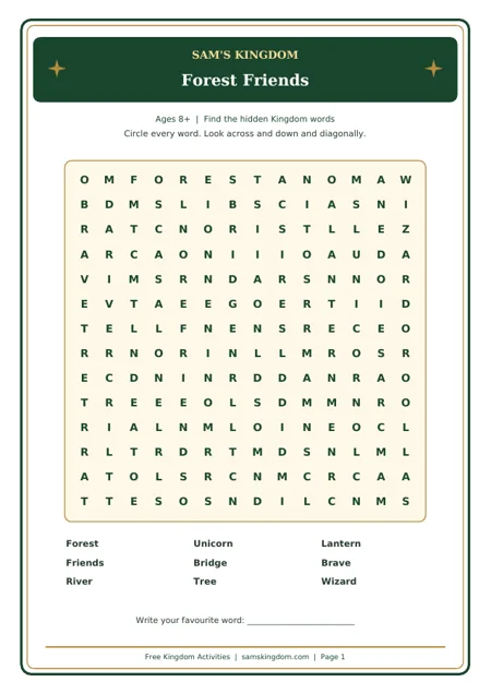 Preview of Forest Friends printable puzzle
